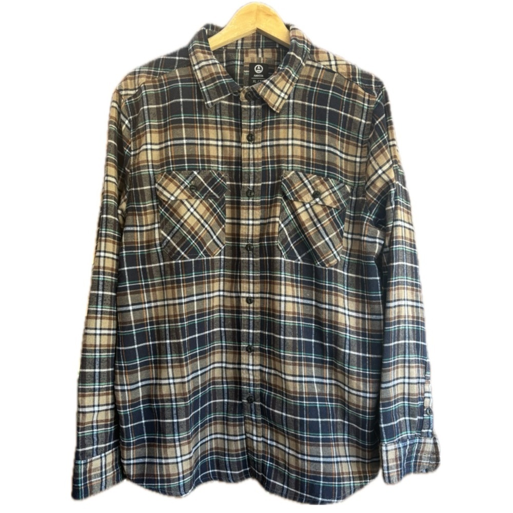 Amnesia Multcolor Men's Plaid Flannel Shirt Long Sleeve Cabincore western sz XL